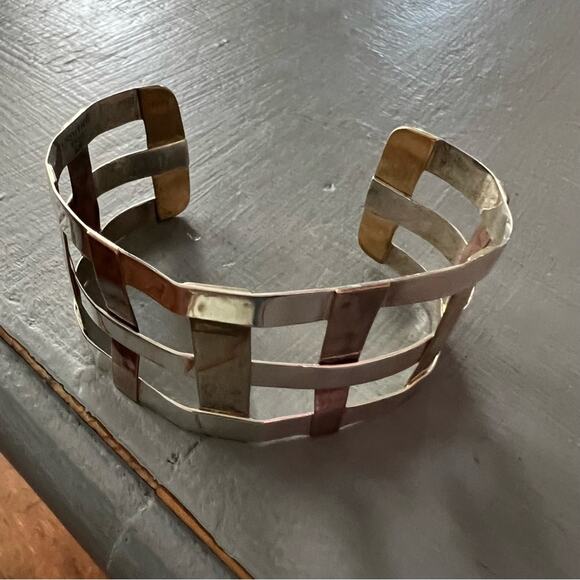 RLM Robert Lee Morris 925 Sterling Silver Copper Cuff Bracelet - Picture 14 of 15